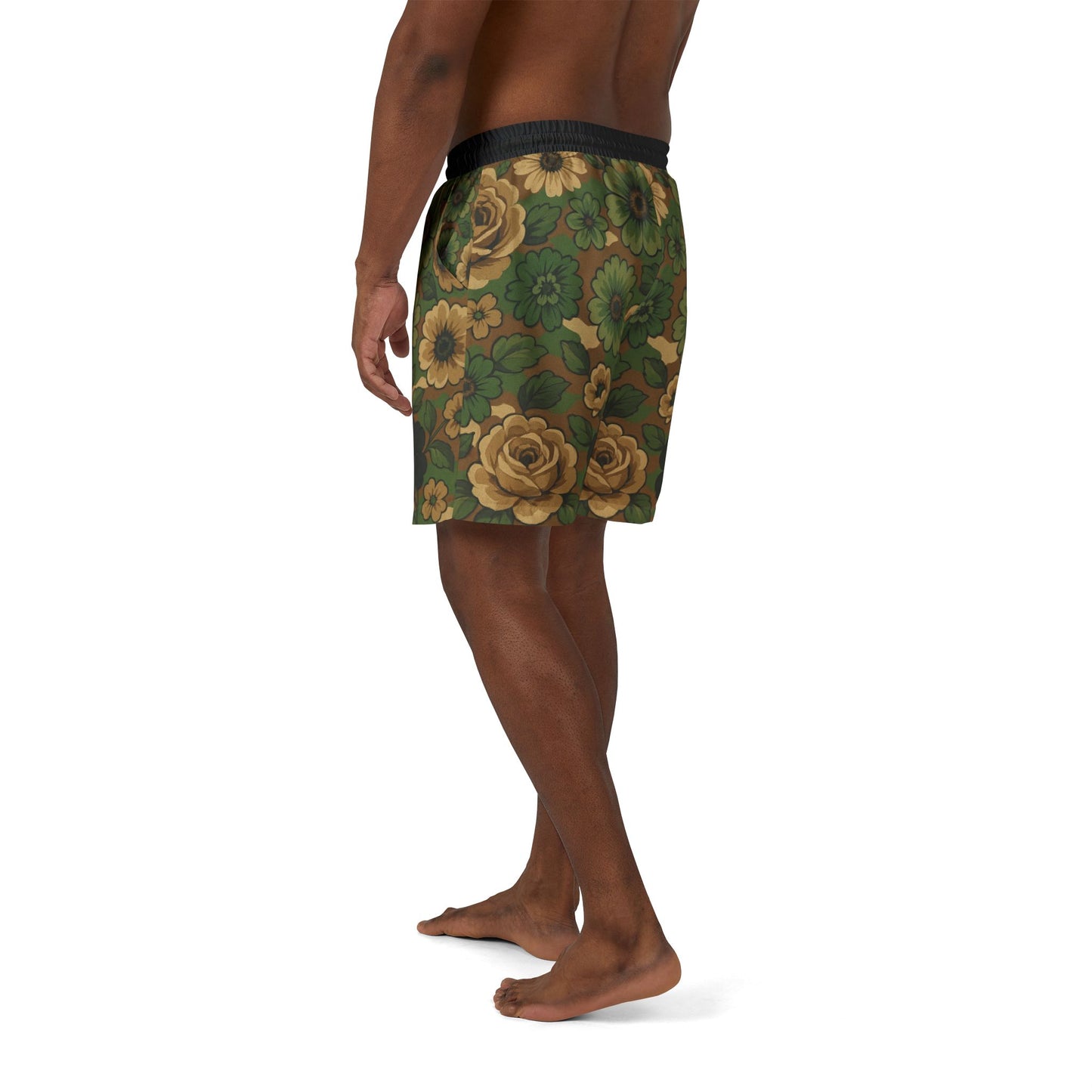 M81 Floral Swim Shorts, Unisex Beachwear, Summer Pool Shorts, Trendy Vacation Attire, Stylish Swim Trunks
